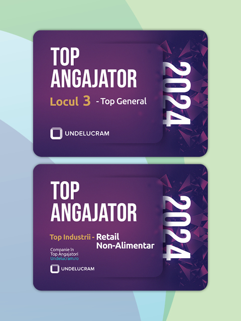Două insigne de recunoaștere ca Top Angajator, acordate de Undelucram.